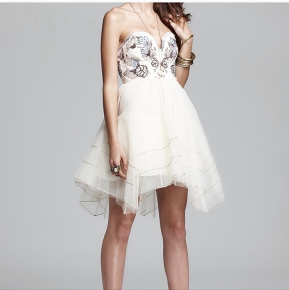 Free People Festival Mini Embroidered Strapless Floral Bodice Dress 2 - Picture 1 of 5